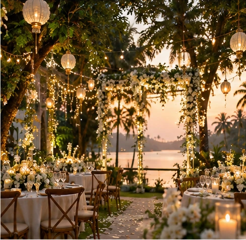 Evening wedding celebration